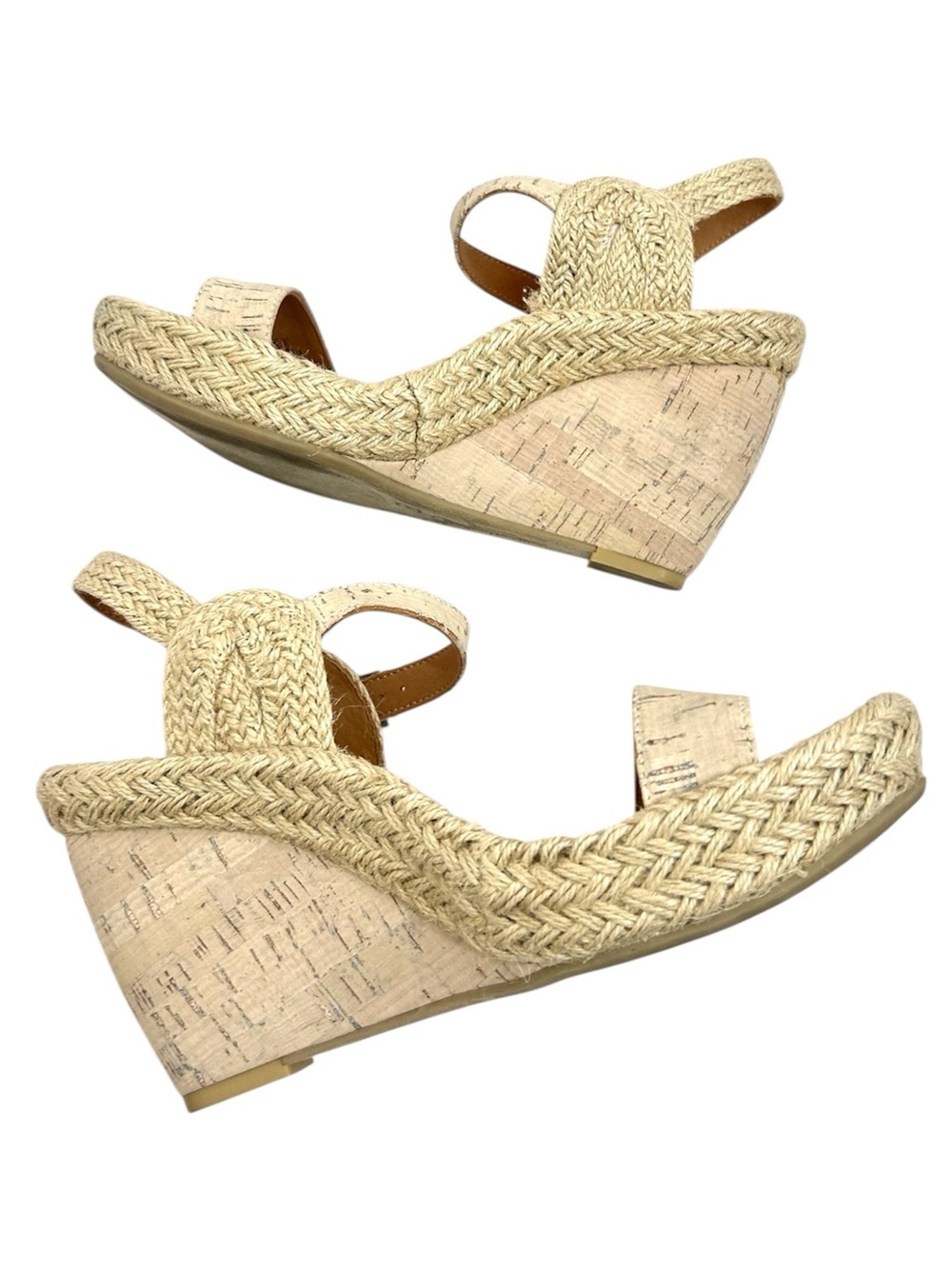 L'Amour Des Pieds Iditri Wedge Sandal Cream Cork Size 8 Espadrille
